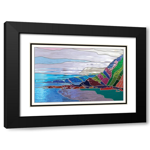 Ocean Black Modern Wood Framed Art Print with Double Matting by P.S. Art