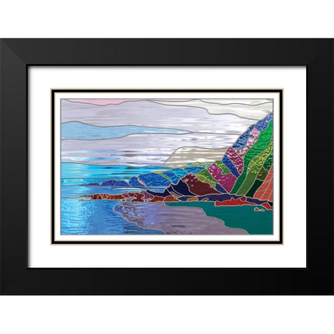 Ocean Black Modern Wood Framed Art Print with Double Matting by P.S. Art
