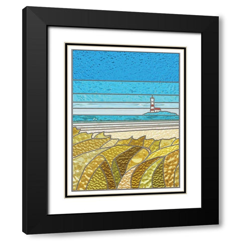 Lighthouse Black Modern Wood Framed Art Print with Double Matting by P.S. Art