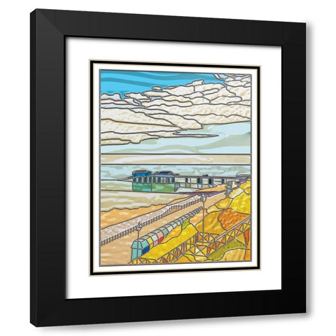 Beach Front Black Modern Wood Framed Art Print with Double Matting by P.S. Art