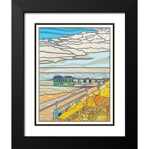 Beach Front Black Modern Wood Framed Art Print with Double Matting by P.S. Art