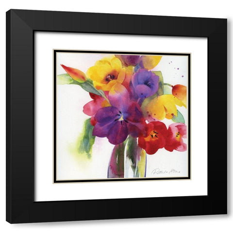 Flowers I Black Modern Wood Framed Art Print with Double Matting by P.S. Art