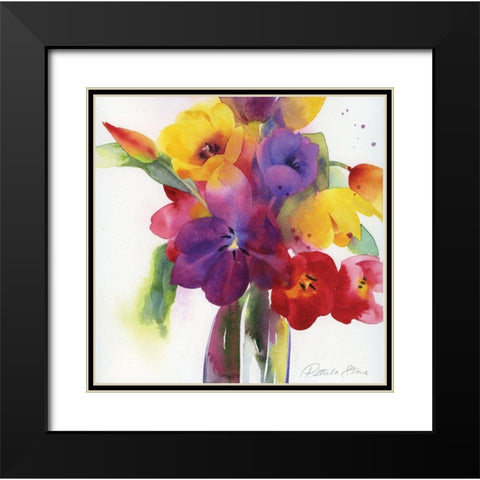 Flowers I Black Modern Wood Framed Art Print with Double Matting by P.S. Art