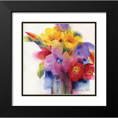 Flowers II Black Modern Wood Framed Art Print with Double Matting by P.S. Art