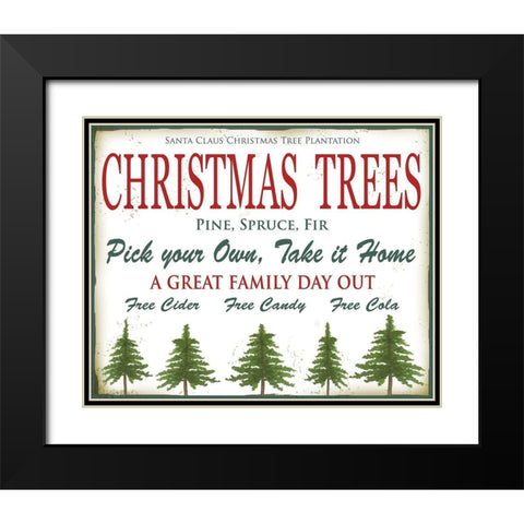 Christmas Trees Black Modern Wood Framed Art Print with Double Matting by P.S. Art