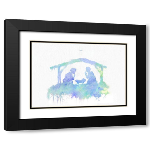Birth of Christ Black Modern Wood Framed Art Print with Double Matting by P.S. Art