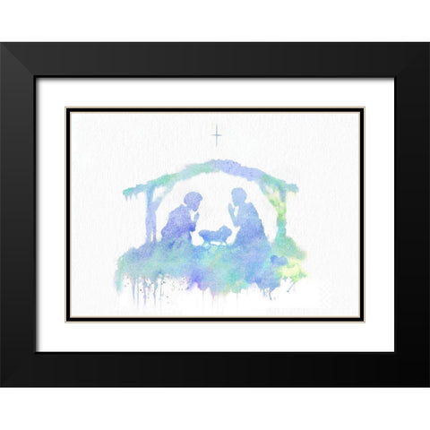 Birth of Christ Black Modern Wood Framed Art Print with Double Matting by P.S. Art