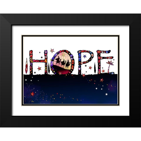 Hope Black Modern Wood Framed Art Print with Double Matting by P.S. Art