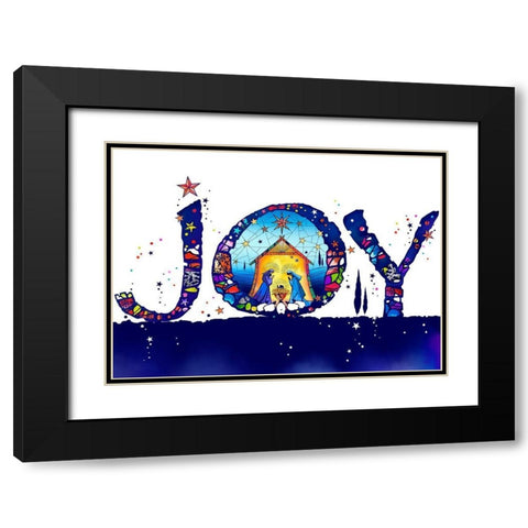 Joy Black Modern Wood Framed Art Print with Double Matting by P.S. Art
