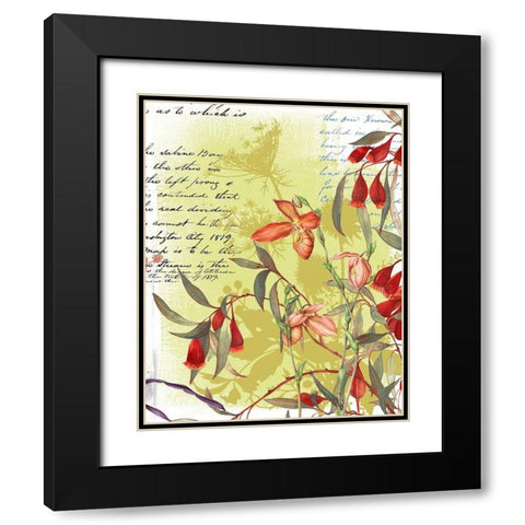 Floral Collage I Black Modern Wood Framed Art Print with Double Matting by P.S. Art