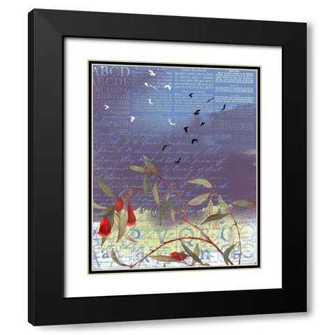 Floral Collage III Black Modern Wood Framed Art Print with Double Matting by P.S. Art