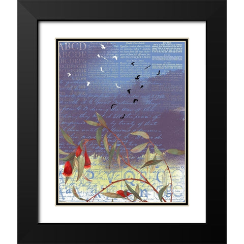 Floral Collage III Black Modern Wood Framed Art Print with Double Matting by P.S. Art