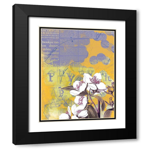 Floral Collage IV Black Modern Wood Framed Art Print with Double Matting by P.S. Art
