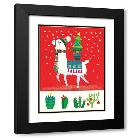 Llama Christmas II Black Modern Wood Framed Art Print with Double Matting by P.S. Art