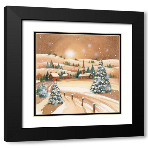 Evening Before Christmas Black Modern Wood Framed Art Print with Double Matting by P.S. Art