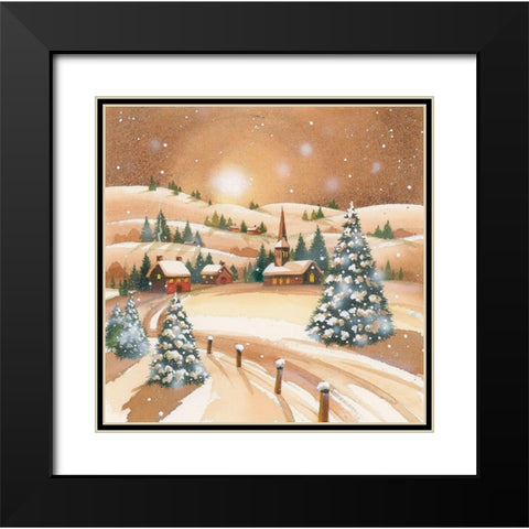 Evening Before Christmas Black Modern Wood Framed Art Print with Double Matting by P.S. Art