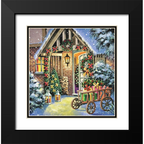 Christmas Bliss Black Modern Wood Framed Art Print with Double Matting by P.S. Art