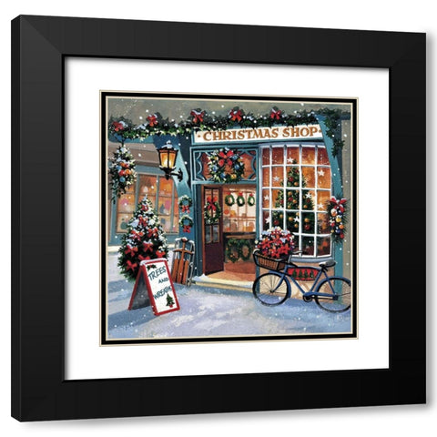 Christmas Shop Black Modern Wood Framed Art Print with Double Matting by P.S. Art