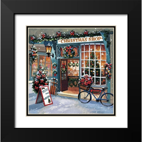 Christmas Shop Black Modern Wood Framed Art Print with Double Matting by P.S. Art