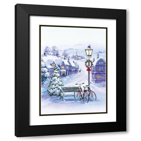 Winter Joy Black Modern Wood Framed Art Print with Double Matting by P.S. Art