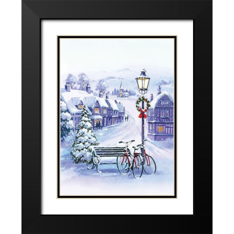 Winter Joy Black Modern Wood Framed Art Print with Double Matting by P.S. Art
