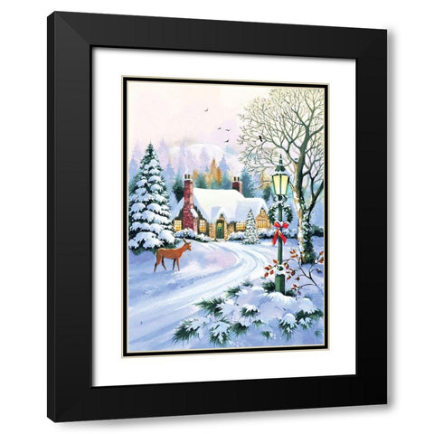 Blissful Snow Black Modern Wood Framed Art Print with Double Matting by P.S. Art