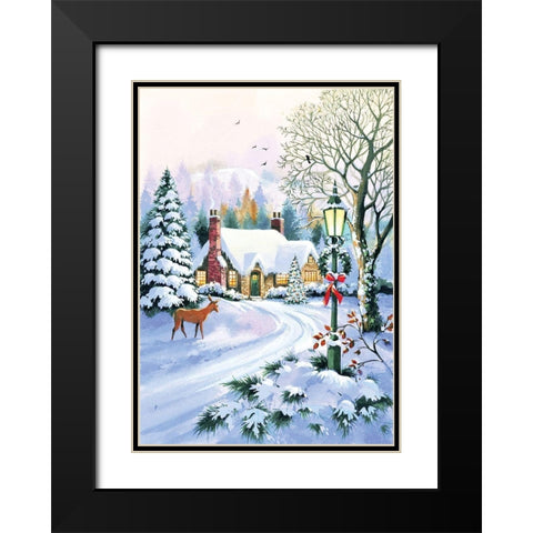 Blissful Snow Black Modern Wood Framed Art Print with Double Matting by P.S. Art