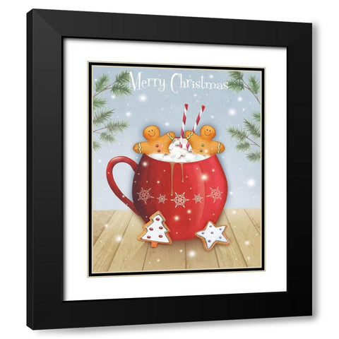 Merry Christmas  Black Modern Wood Framed Art Print with Double Matting by P.S. Art