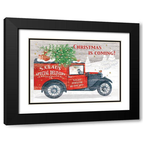 Christmas Delivery Black Modern Wood Framed Art Print with Double Matting by P.S. Art
