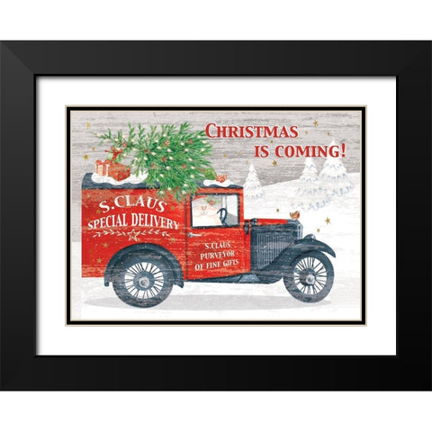 Christmas Delivery Black Modern Wood Framed Art Print with Double Matting by P.S. Art