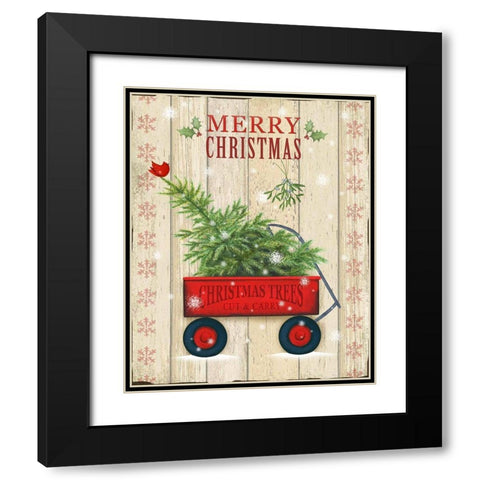 Christmas Trees Black Modern Wood Framed Art Print with Double Matting by P.S. Art