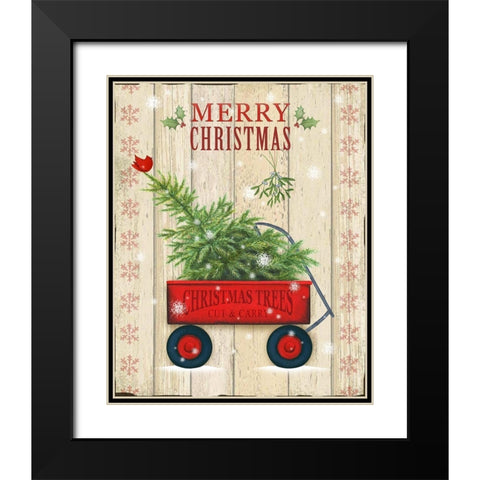 Christmas Trees Black Modern Wood Framed Art Print with Double Matting by P.S. Art