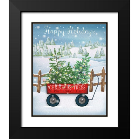 Happy Holidays Black Modern Wood Framed Art Print with Double Matting by P.S. Art