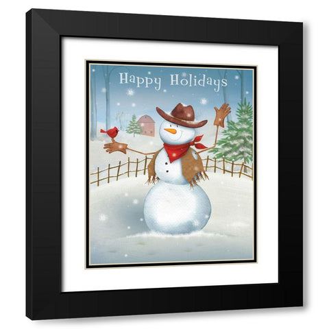 Happy Holidays Black Modern Wood Framed Art Print with Double Matting by P.S. Art