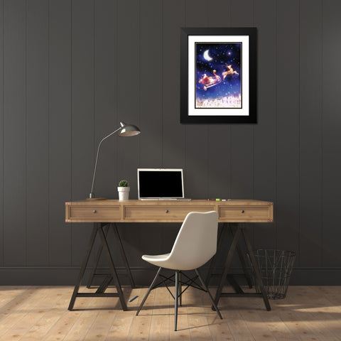 Santas Ride Black Modern Wood Framed Art Print with Double Matting by P.S. Art