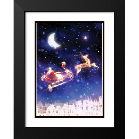 Santas Ride Black Modern Wood Framed Art Print with Double Matting by P.S. Art