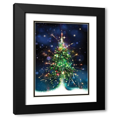 Christmas Tree Bliss Black Modern Wood Framed Art Print with Double Matting by P.S. Art