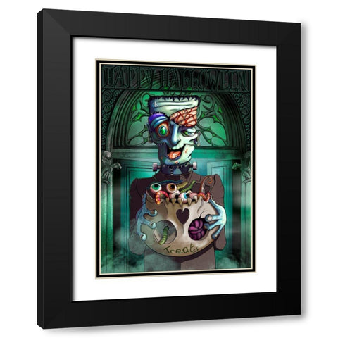 Frankenstein Black Modern Wood Framed Art Print with Double Matting by P.S. Art