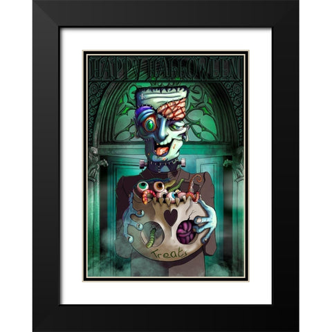 Frankenstein Black Modern Wood Framed Art Print with Double Matting by P.S. Art