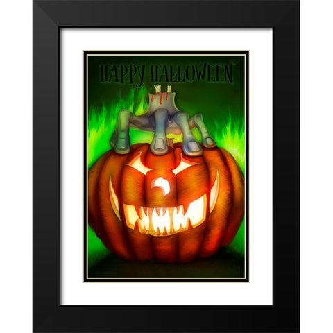 Pumpkin Black Modern Wood Framed Art Print with Double Matting by P.S. Art