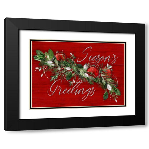 Seasons Greetings Black Modern Wood Framed Art Print with Double Matting by P.S. Art
