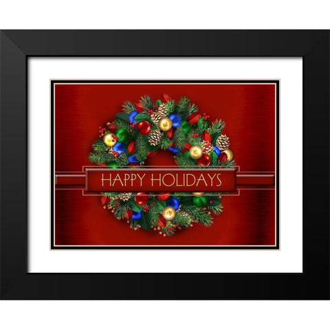 Happy Holidays Black Modern Wood Framed Art Print with Double Matting by P.S. Art