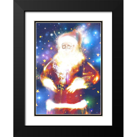 Santa Black Modern Wood Framed Art Print with Double Matting by P.S. Art
