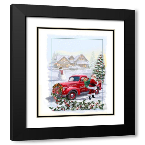 Santa Delivery Black Modern Wood Framed Art Print with Double Matting by P.S. Art