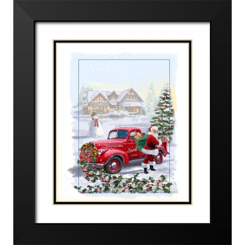 Santa Delivery Black Modern Wood Framed Art Print with Double Matting by P.S. Art