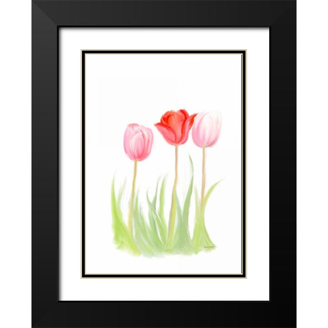 Tulips V Black Modern Wood Framed Art Print with Double Matting by Murdock, Ramona