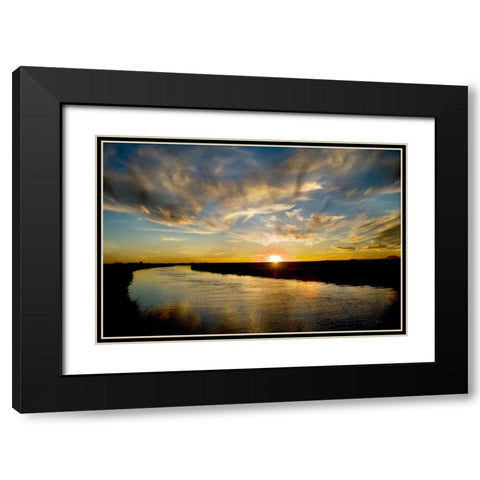 Canal Sunset Black Modern Wood Framed Art Print with Double Matting by Murdock, Ramona