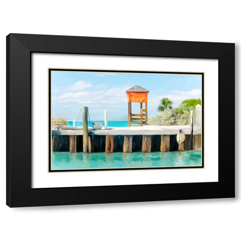 Half Moon Pier Black Modern Wood Framed Art Print with Double Matting by Murdock, Ramona