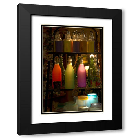 Colorful Bottles Black Modern Wood Framed Art Print with Double Matting by Murdock, Ramona