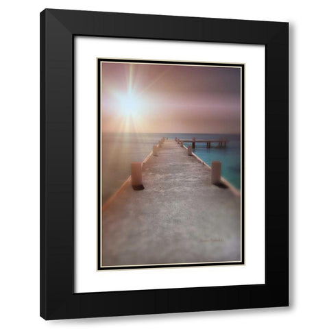 Pier Sunset Black Modern Wood Framed Art Print with Double Matting by Murdock, Ramona